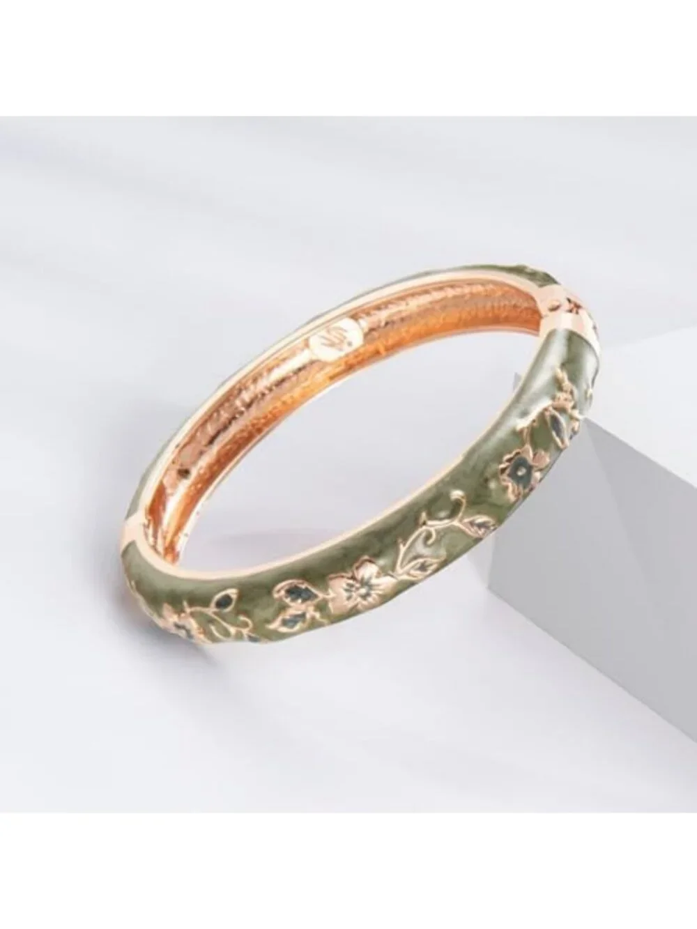 Colorful Cloisonne Butterfly Cuff Bracelet - Enameled Floral Bangle for Women